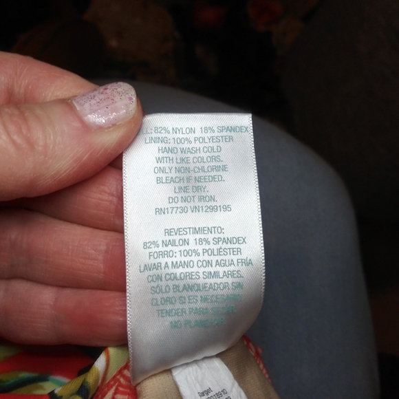 Kona Sol Coral & Multi Floral Hawaiian Print One Piece Ladder Back Swimsuit - Picture 12 of 13